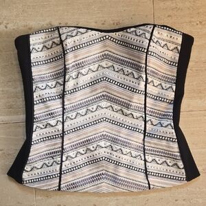 White House Black Market Tribal Studded Print Strapless Corset